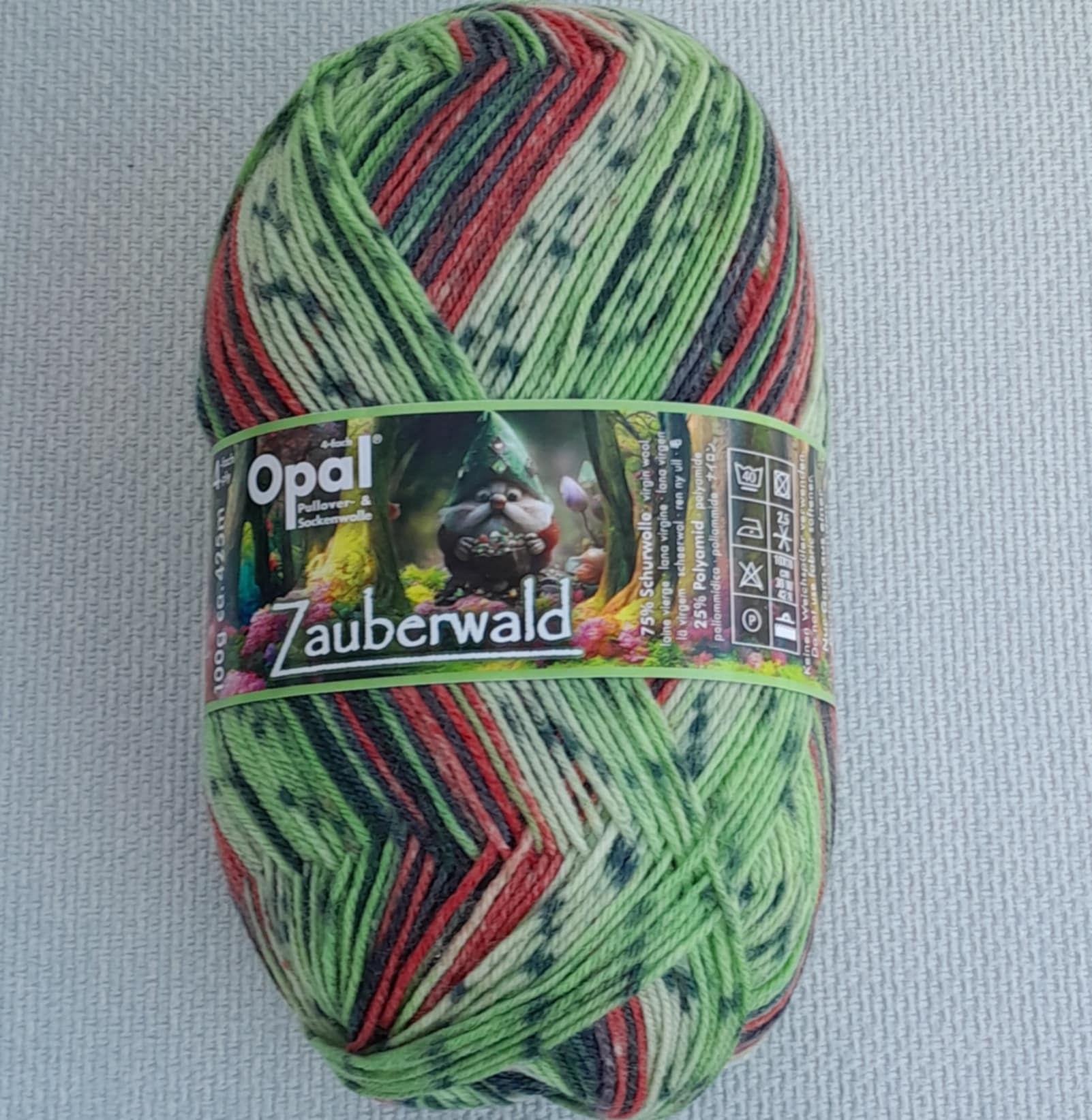 Green Red & Black Selfp Patterning Sock Yarn