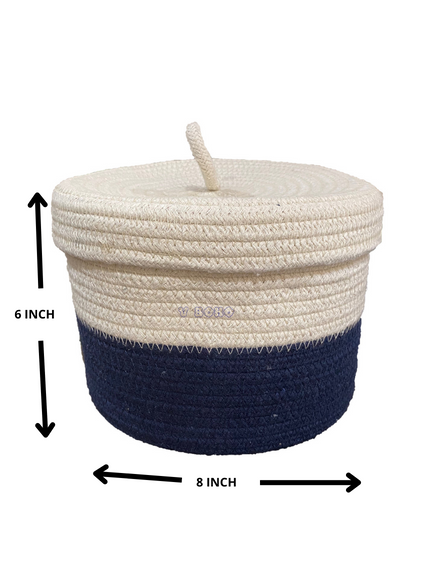 Thumbnail: Cotton rope storage basket with Lid
