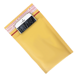 cracked mobile phone in an envelope