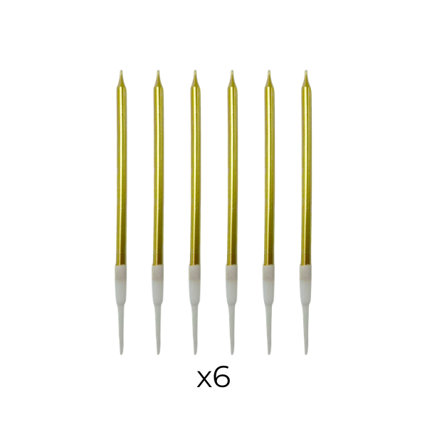Miniatura: Velas Doradas, 6 pzas