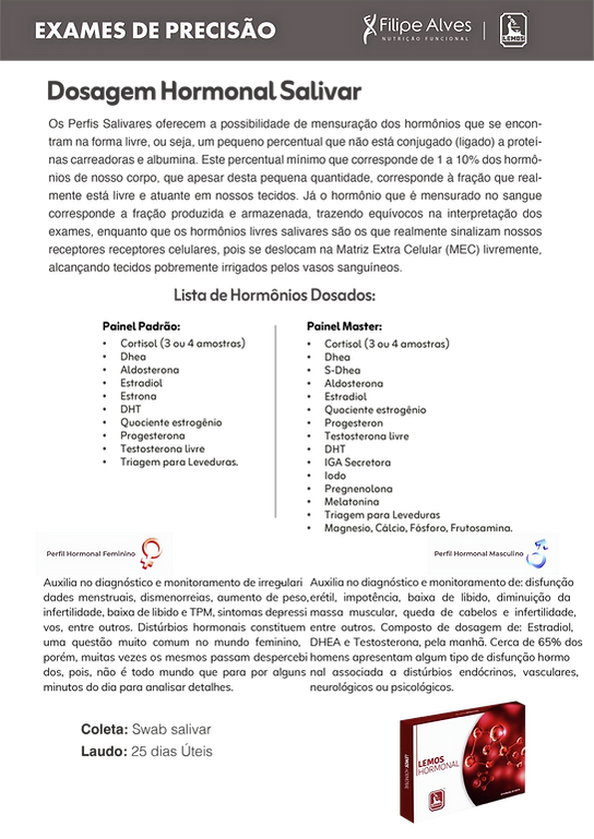 Dosagem Hormonal Salivar Nutricionista Filipe Alves
