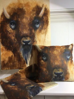 Coussin bison 18x18po : 45$
