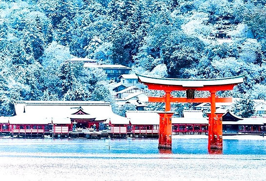 Winterliche Landschaft auf Miyajima.