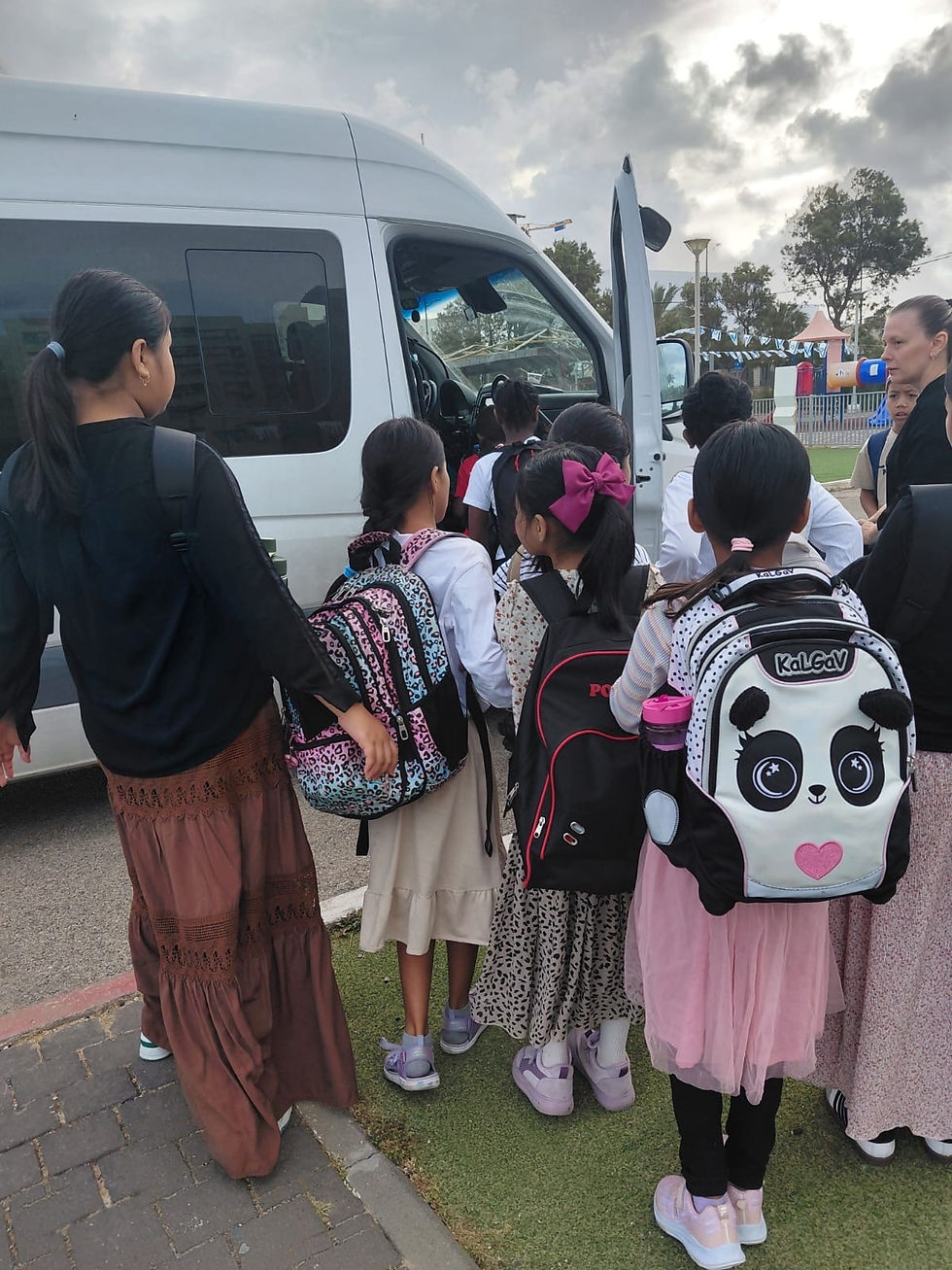 Children on their first day of school in Israel.