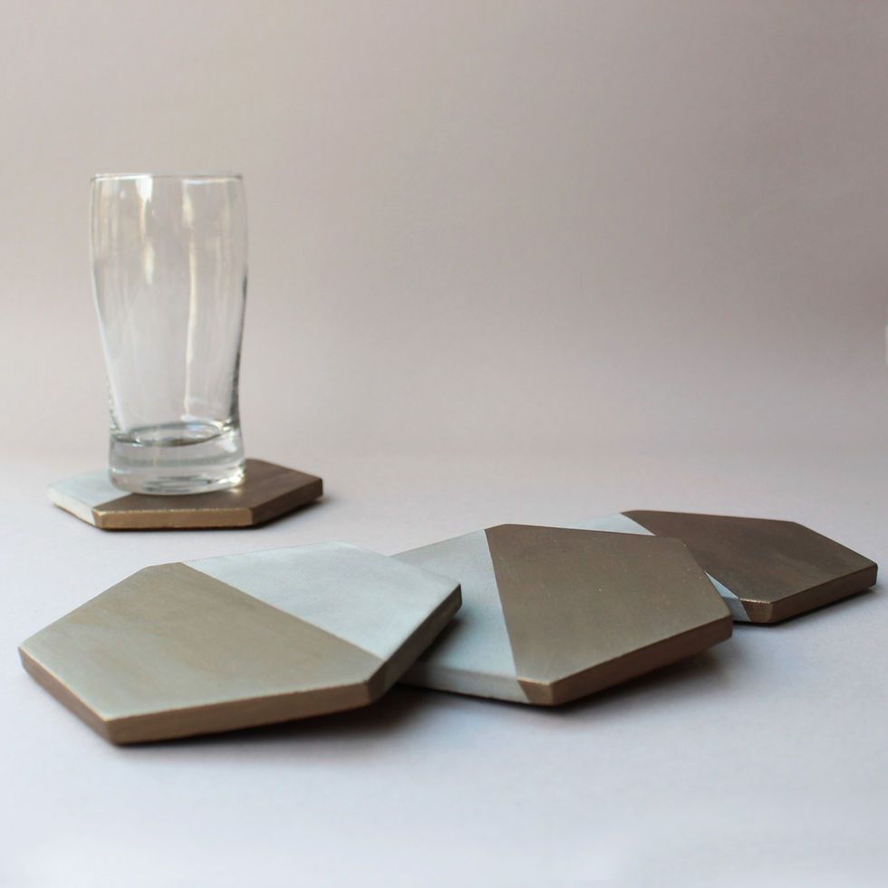 Thumbnail: Handmade Antique Bronze Hexagon Concrete Coasters