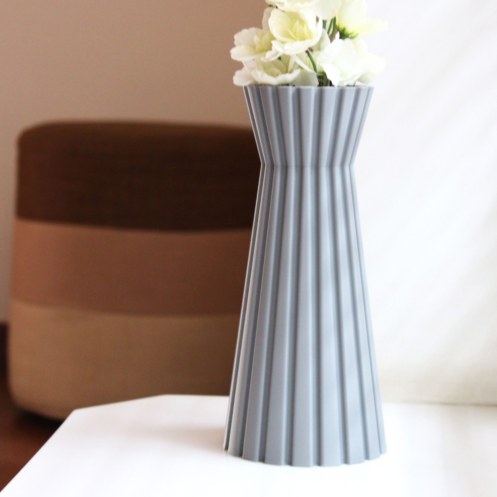 Origami Vase, Light Grey