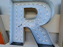 channel letter r with led lights