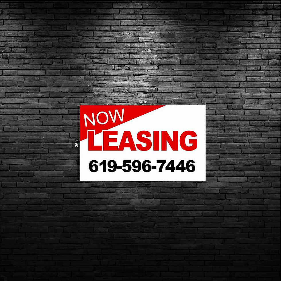 Thumbnail: Now Leasing Banner in Black, Red, White- customize by adding your phone number to the banner