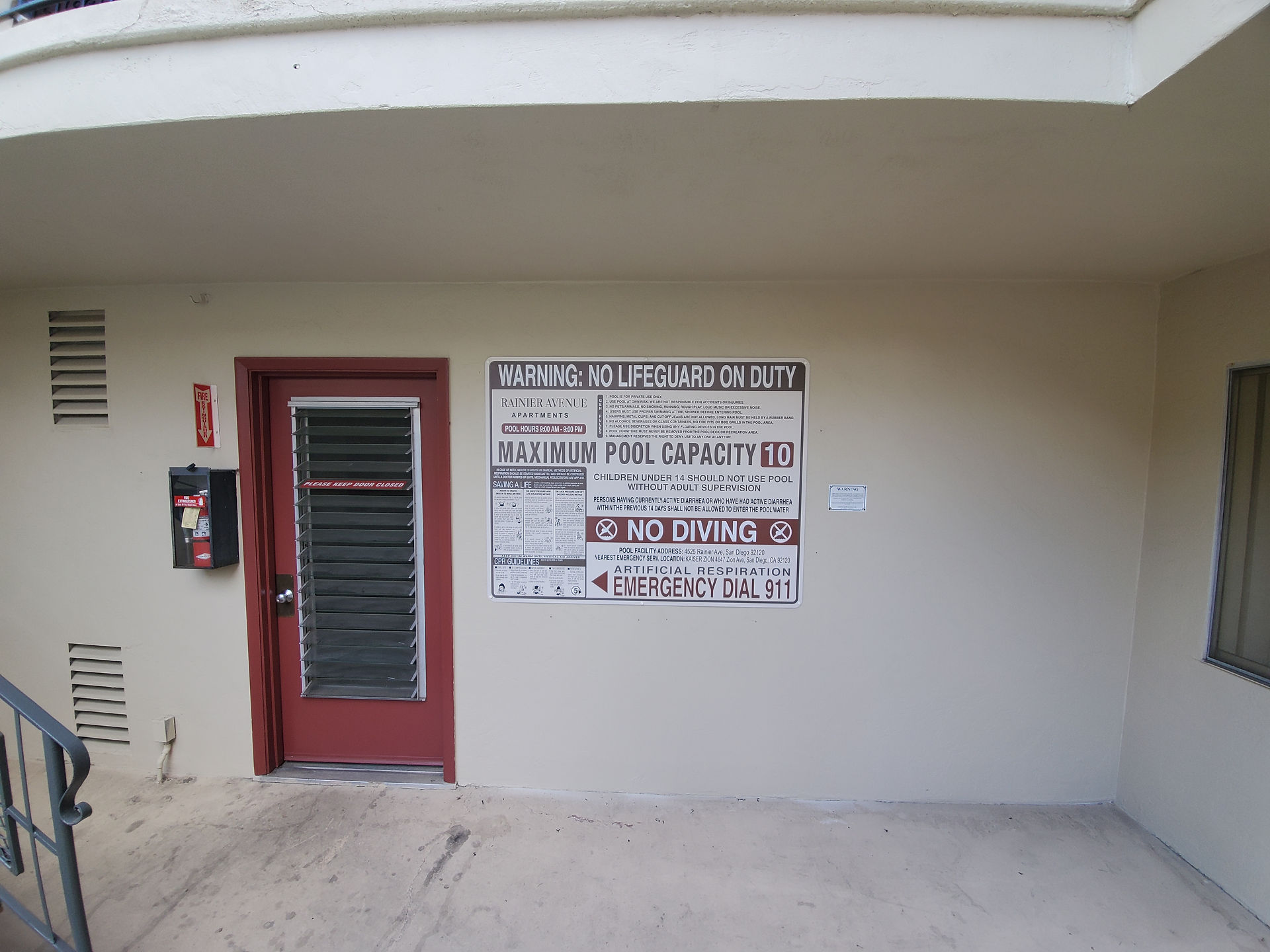 Pool capacity sign with max bather load – fabricated and installed in San Diego