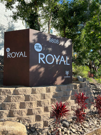 Large Monument made from metal with push thru font.