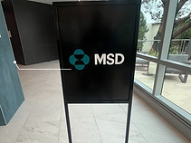 free-standing sign made for a corporate office lobby