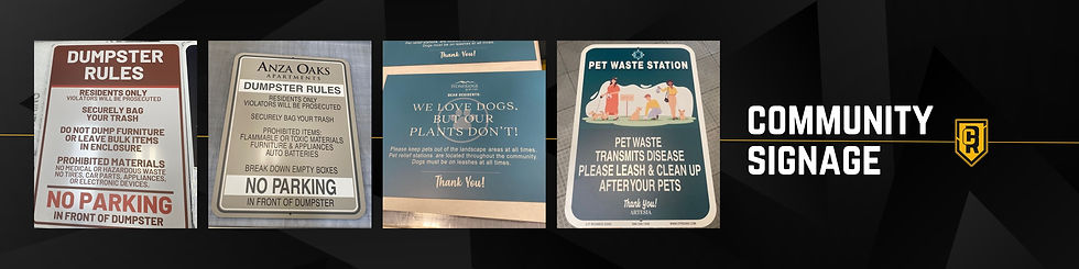 dumpster rules signs, pet waste station signage.