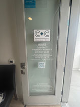 Window Graphics with logo and office information for property management office