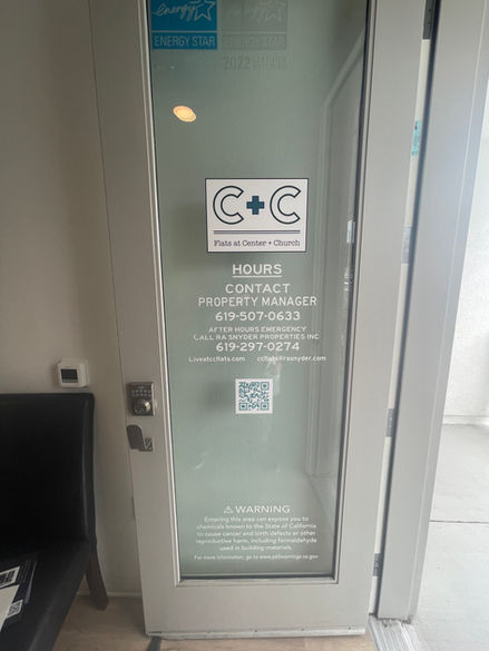 Stickers printed and installed on a business window