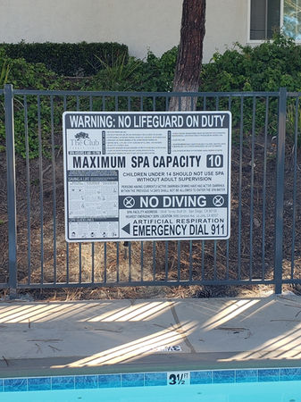 Required community pool signage - with pool rules and CPR Sign