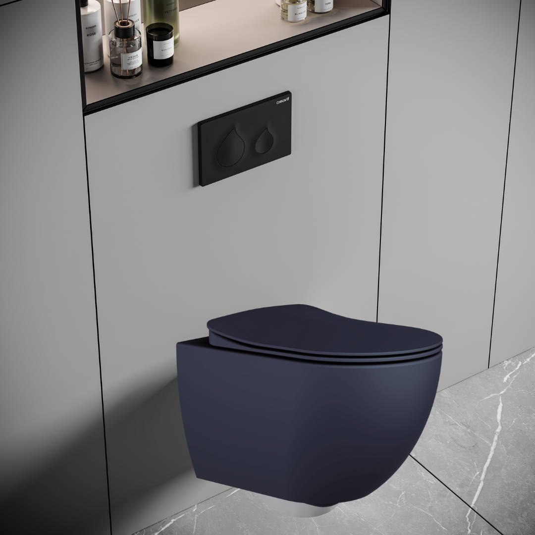 Free Rimless Wall Hung Pan Combined Bidet - Matt Basalt