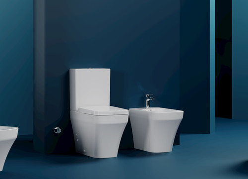 Solo Rimless Back to Wall Pan & Cistern Combined Bidet | ESE BATHROOMS LTD
