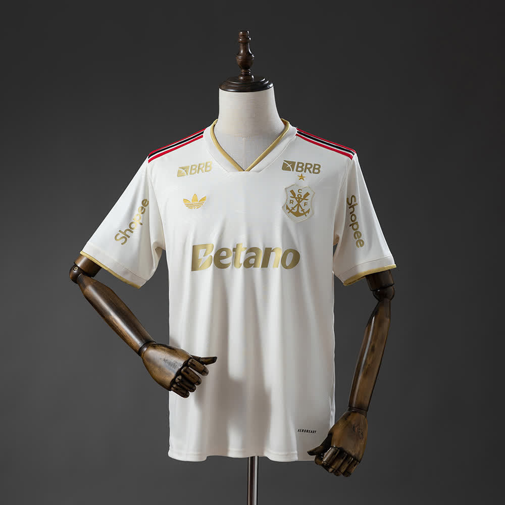 Camisa Flamengo III 25/26 - Torcedor Adidas com patrocínio - Branca com detalhes
