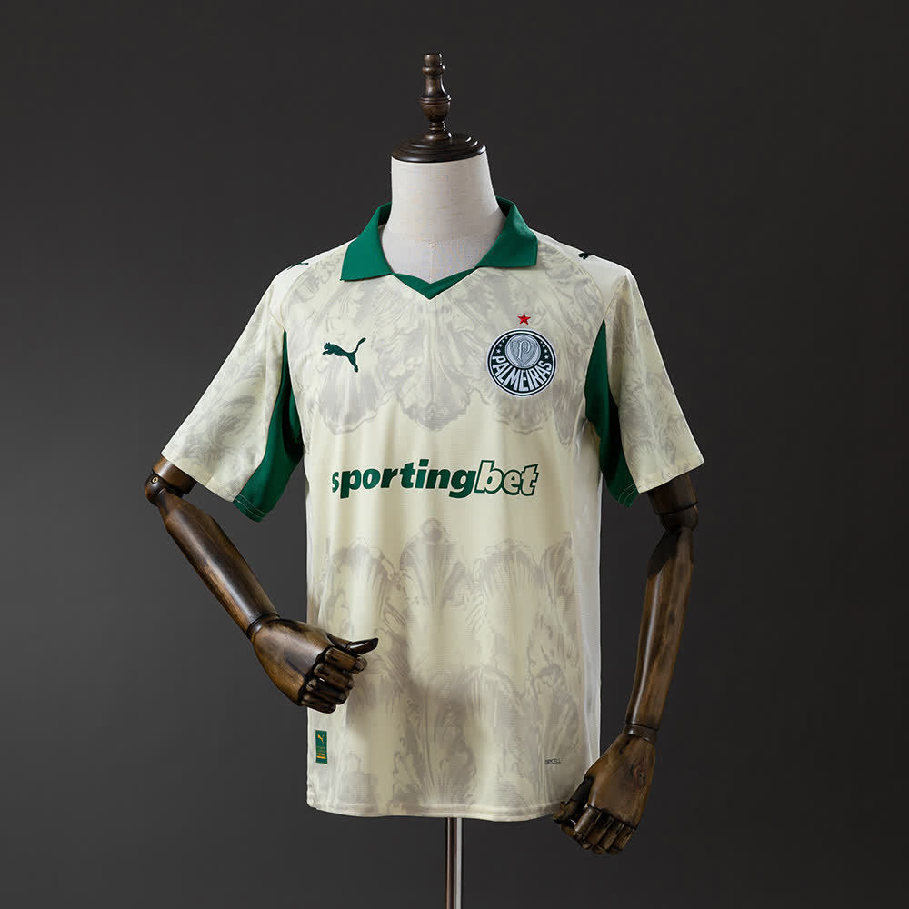 Camisa Palmeiras III 25/26 - Torcedor Puma Masculino - Bege com detalhes verde