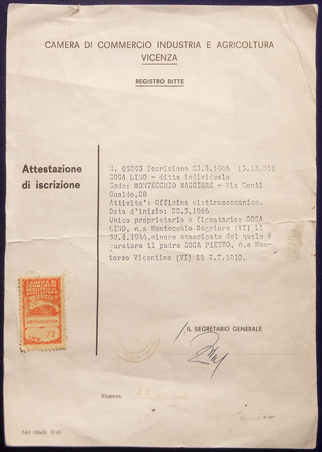 The origins: Lino Soga’s licence