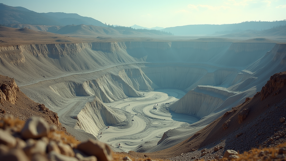 Eye-level view of a mining site with diverse topography