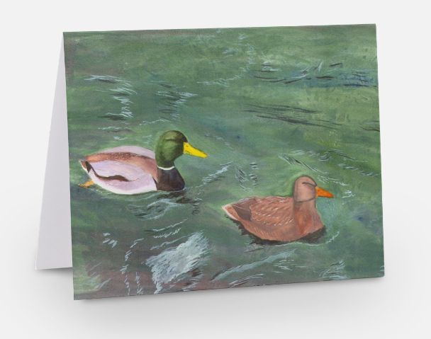 Ducks painting greeting cards (blank inside)