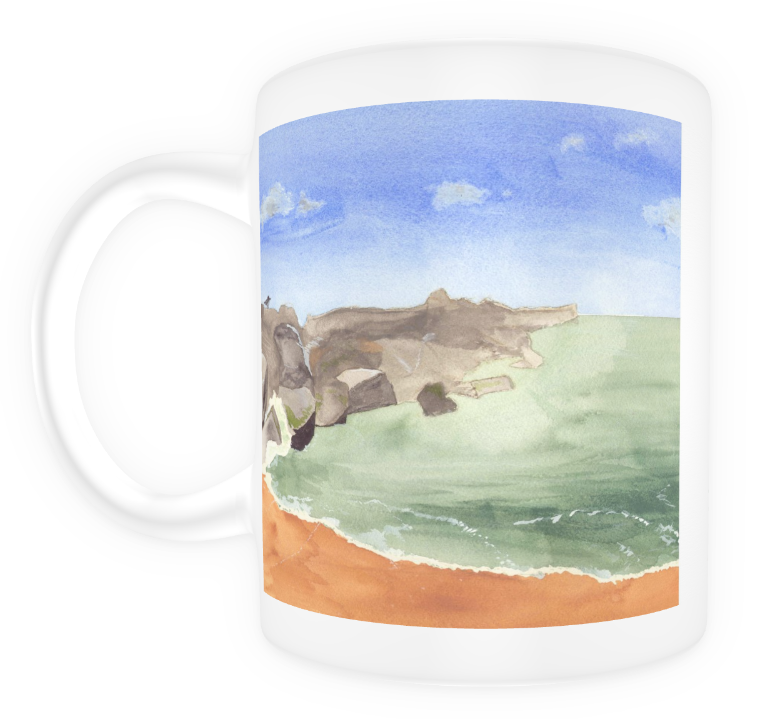 Beach painting coffee mug