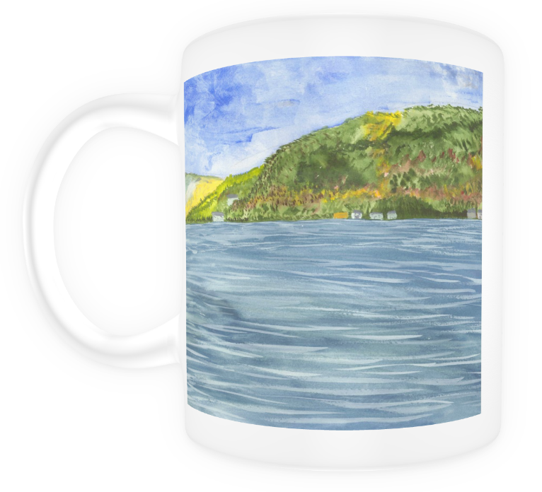 Lake painting coffee mug