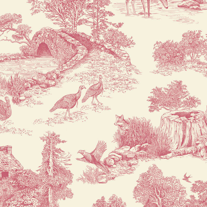 Thumbnail: Vintage Pink Toile Paper Placemats