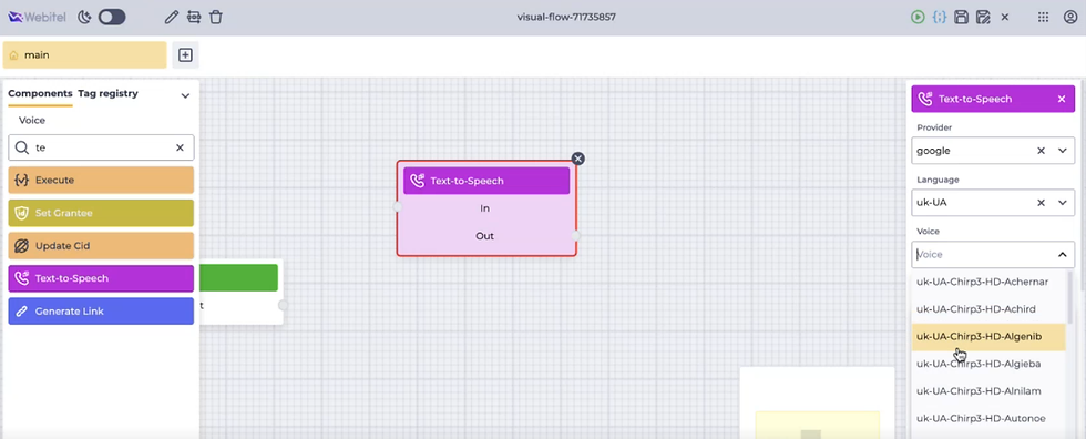 Оновлення голосів Google Text-to-Speech і групування голосів відповідно до обраної мови на платформі Вебітел