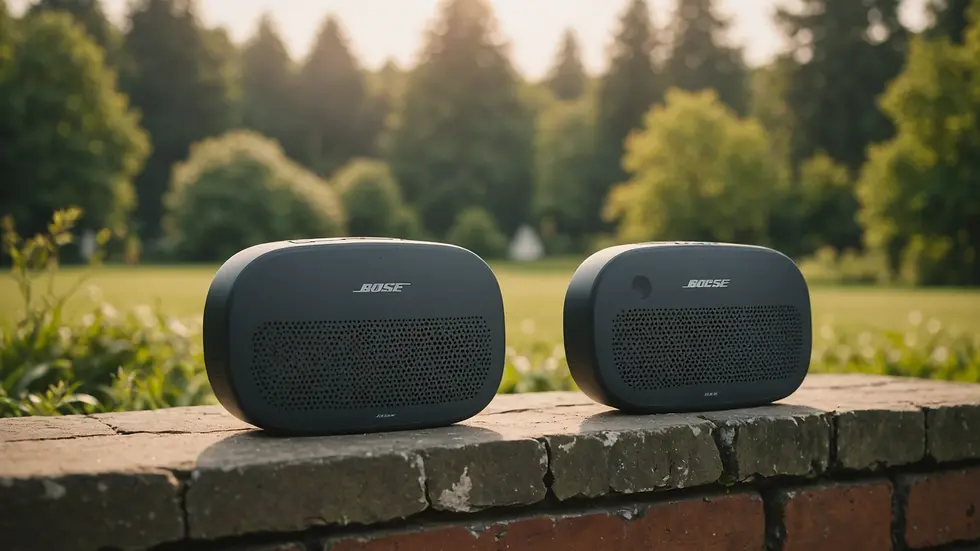 Bose SoundLink Micro speaker near a tranquil setting