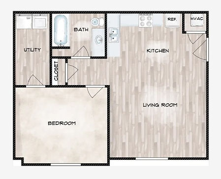 A3 1bd 1ba floor plan