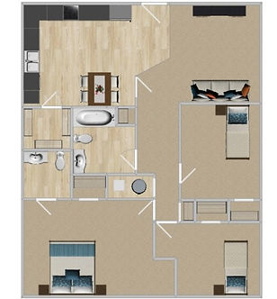 WCA 3BR Floor Plan