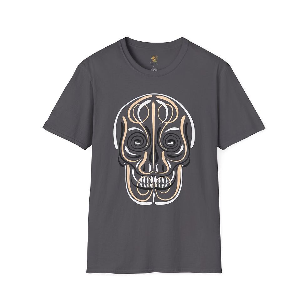 Thumbnail: Scroll Pinstriped T-Shirt - Skull Var. 1