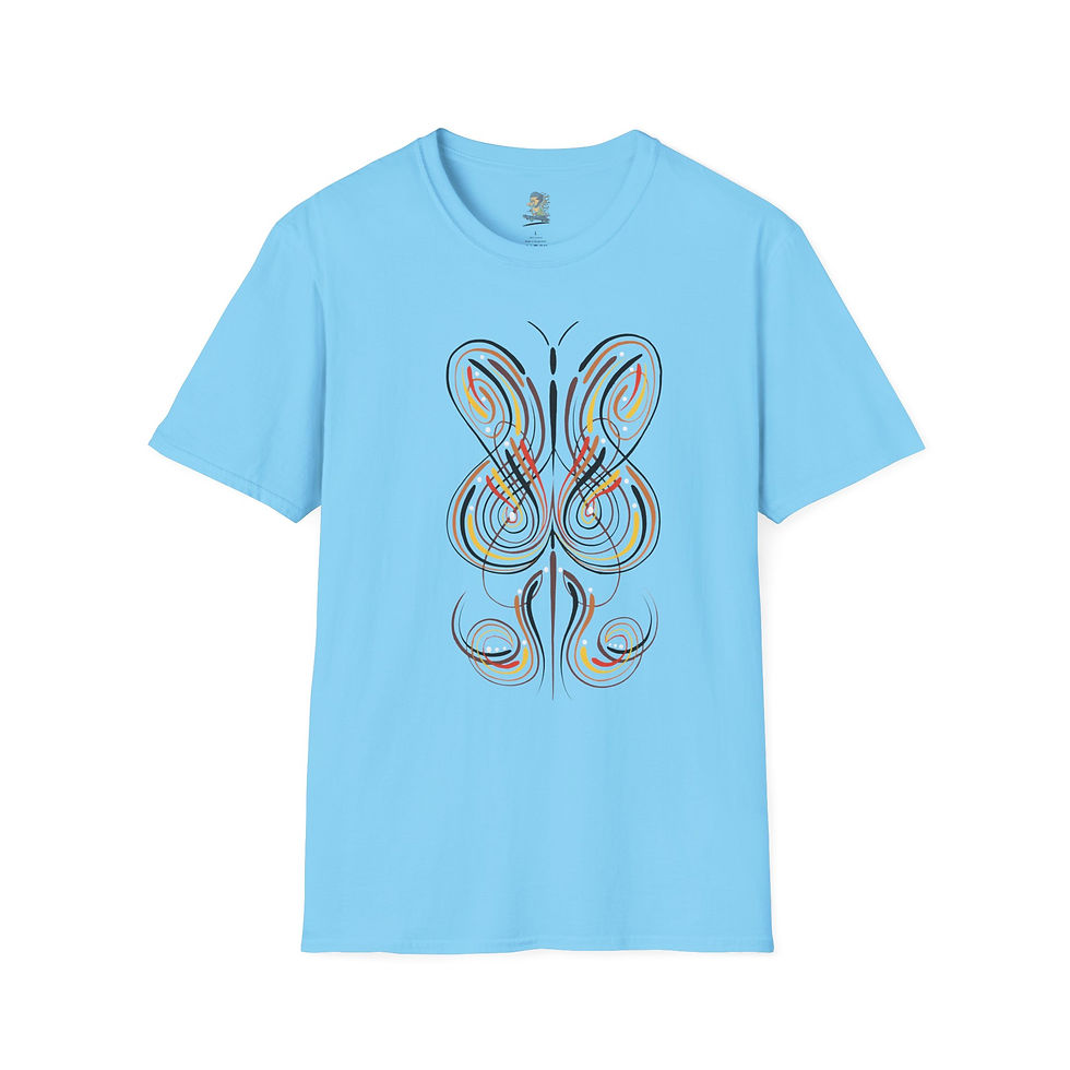 Thumbnail: Scroll Pinstriped T-Shirt - Nature Butterfly Var. 1