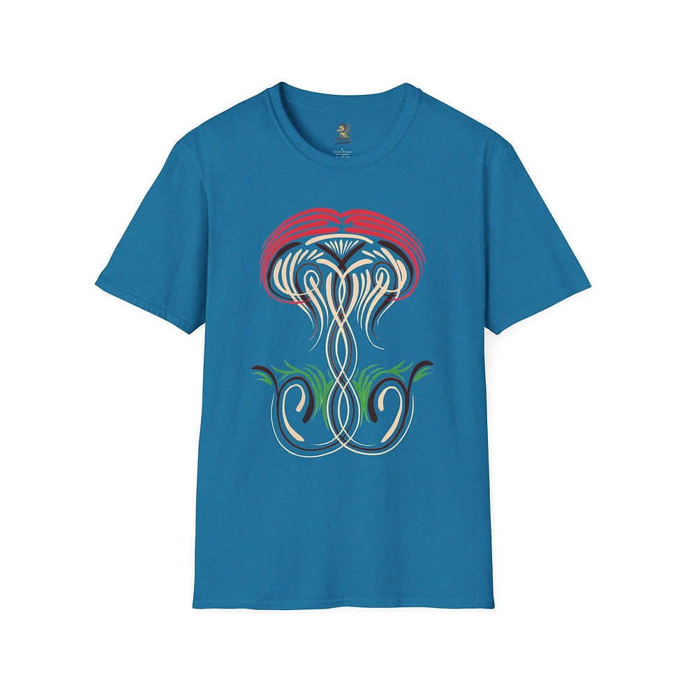 Thumbnail: Scroll Pinstriped T-Shirt - Nature Fungi Var. 1