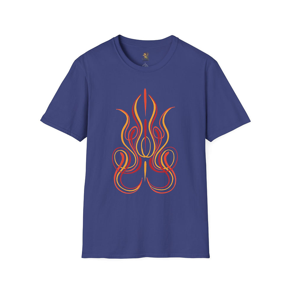 Thumbnail: Scroll Pinstriped T-Shirt - Fire Var. 1