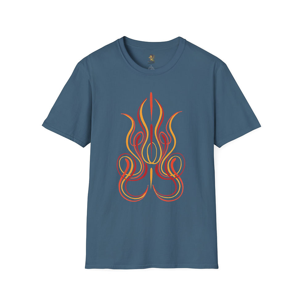 Thumbnail: Scroll Pinstriped T-Shirt - Fire Var. 1