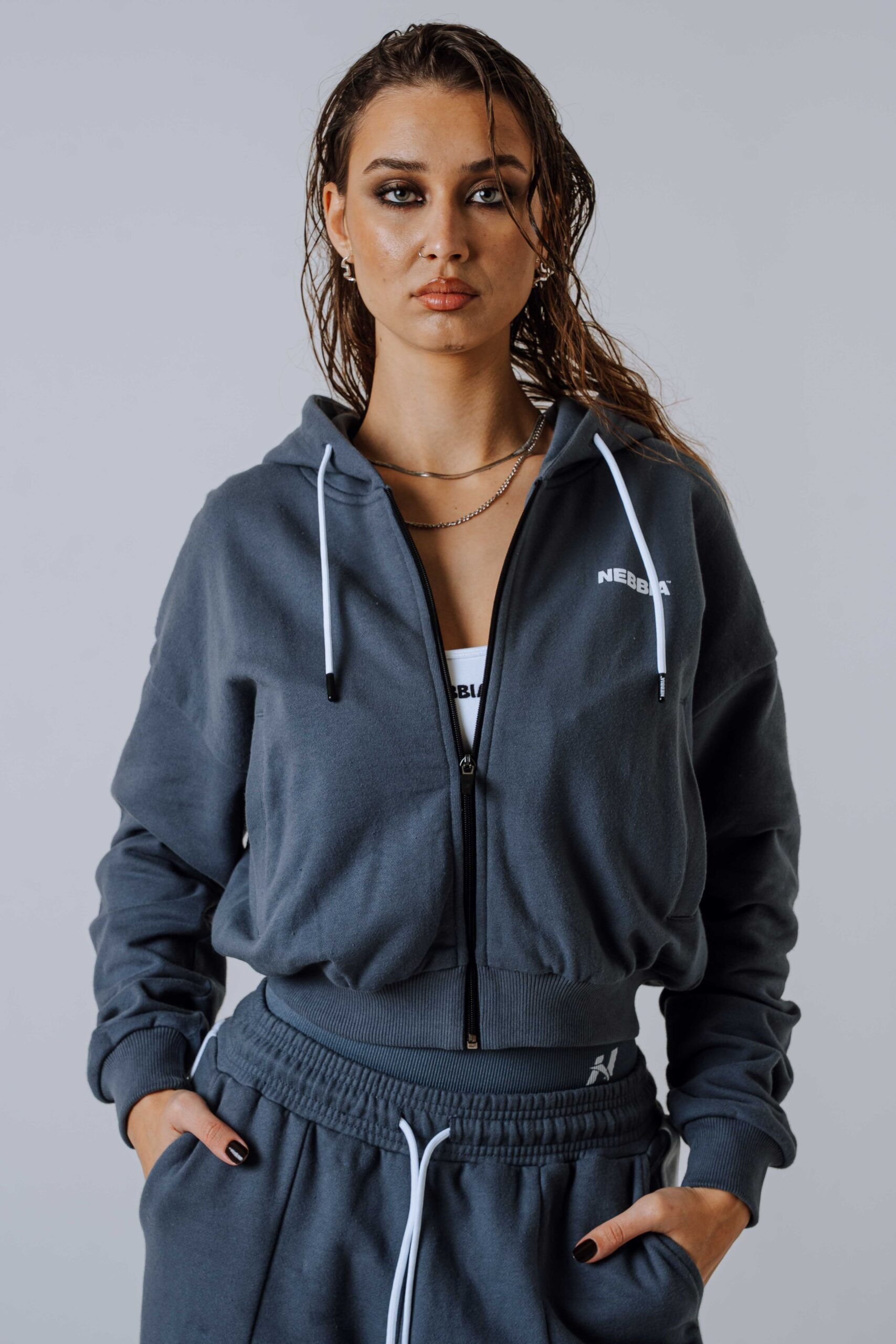 Жіноча Спортивна Кофта Nebbia: Relaxed Zip Hoodie Power Grey 895