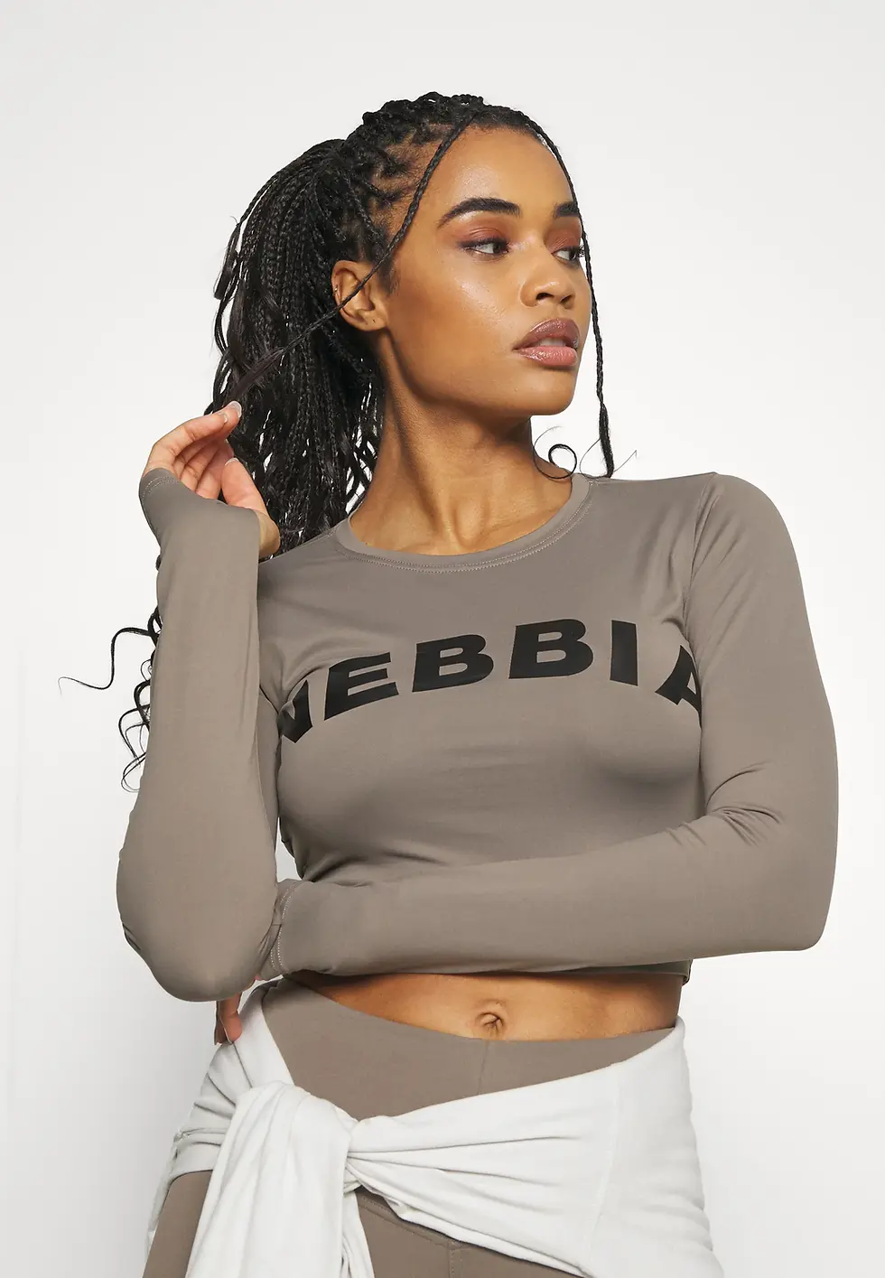 Миниатюра:  Жіночий Спортивний Рашгард Nebbia: Long Sleeve sporty crop top Mocha 585