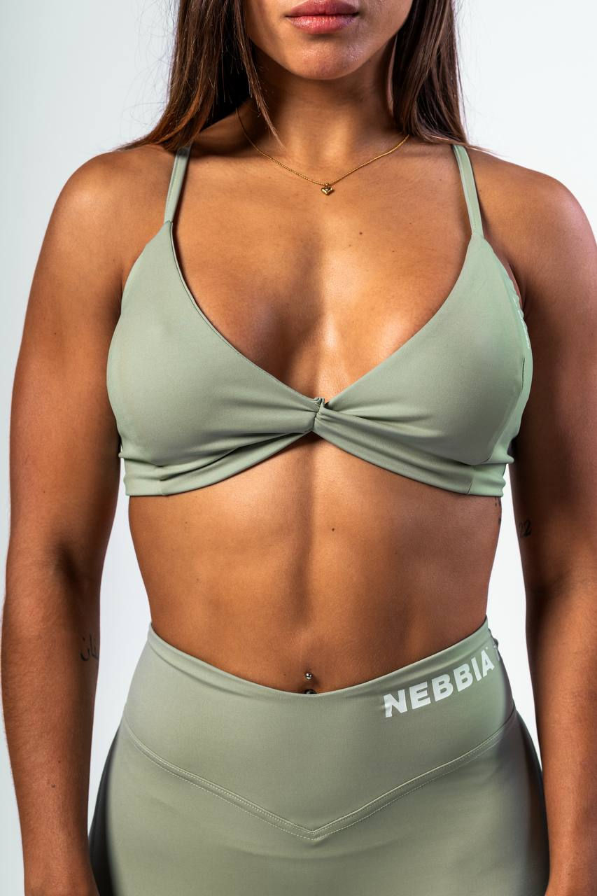 Миниатюра: Nebbia: Жіночий Топ Medium-Support Sports Bra Twist-Knot Light Green 423