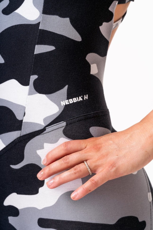 Миниатюра: Жіночий Комбінезон Nebbia: Sculpting Flared Jumpsuit Own The Gym White Camo 397