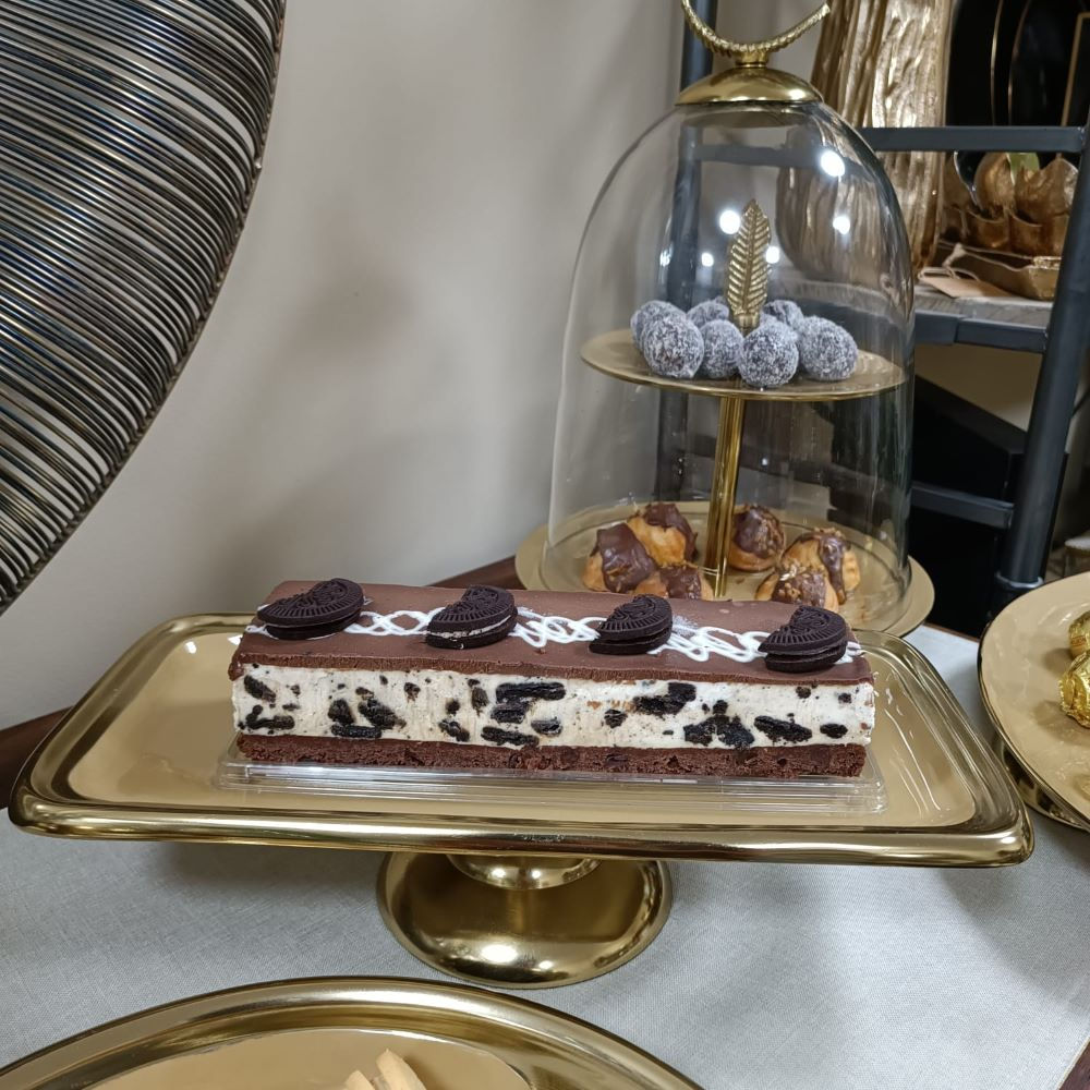 57010 כלי הגשה לאינגליש קייק על רגל בצבע חרדל