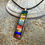 Thumbnail: Bright Multi Long Rectangular Mosaic Pendant, Corded Necklace