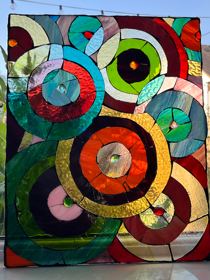 Window panel, stained glass mosaic.