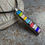Thumbnail: Bright Multi Long Rectangular Mosaic Pendant, Corded Necklace