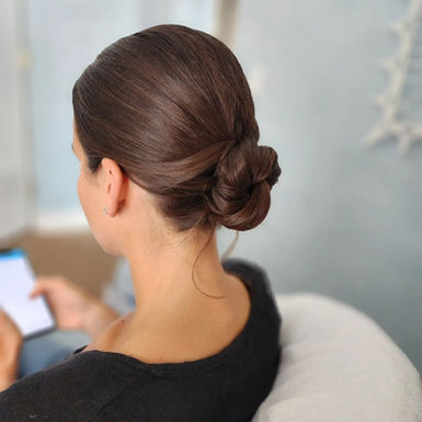 brunette bridal bun, sophistocated