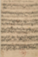 Image of an old handwritten musical score in sepia tones. At the top, the title "Ricercar a 6" is written. The music is organized in six overlapping horizontal staves, densely filled with Baroque notes, ancient clefs, and slurs. The musical calligraphy is rigorous and symmetrical, occupying the entire length of the page and demonstrating a highly complex polyphonic structure.