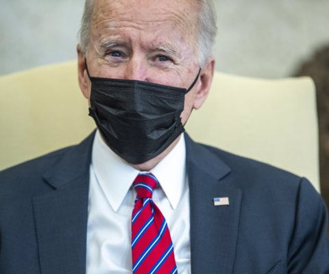 U.S. President Joe Biden speaks during a meeting with Janet Yellen, U.S. Treasury secretary, not pictured, in the Oval Office of the White House in Washington, D.C., U.S., on Friday, Jan. 29, 2021. Yellen??said she'll try to "better understand" the financial risks of taking steps to combat climate change, while expressing support for Biden's decision to cancel the Keystone XL Pipeline.Photographer: Shawn Thew/EPA/Bloomberg