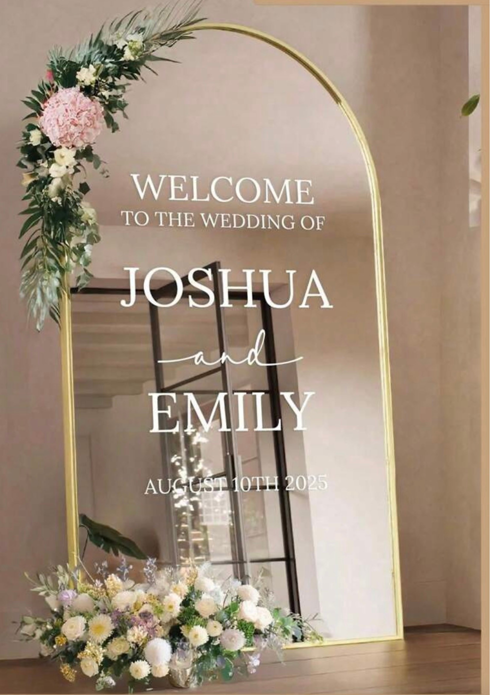 Thumbnail: Customised Wedding Mirror Decal | Personalised Welcome Sign Vinyl Sticker for We